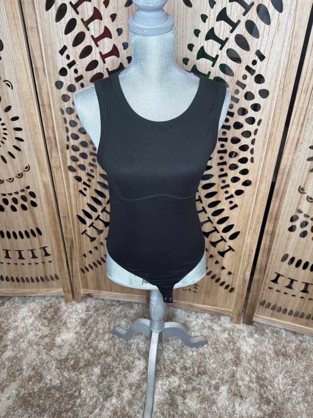 Unk Black Tank Bodysuit with Seam Detail